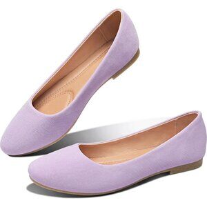 Obtaom Women Purple Textile Closed Round Toe Slip on Ballet Flats Shoes